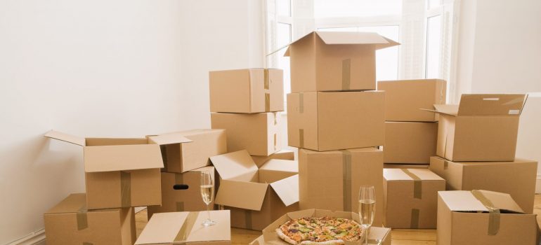 Stacked cardboard boxes