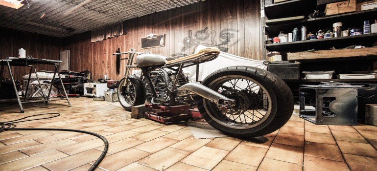 motorbike in a garage