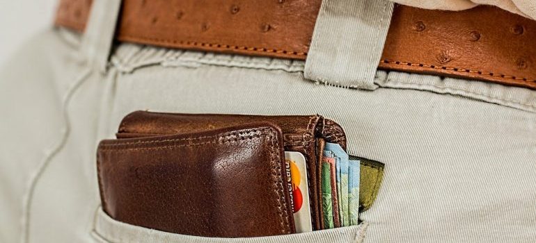 A wallet in a pocket