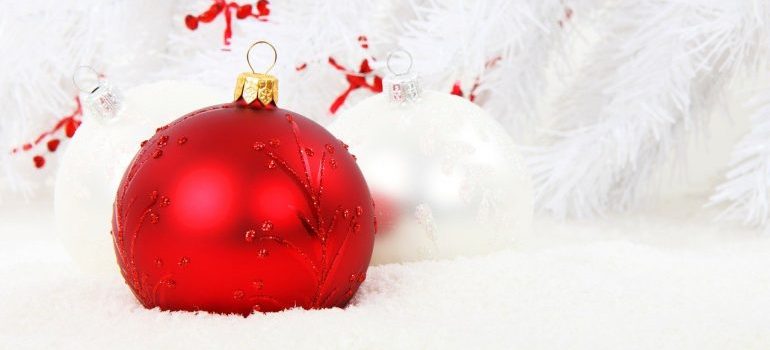 Two Christmas baubles.