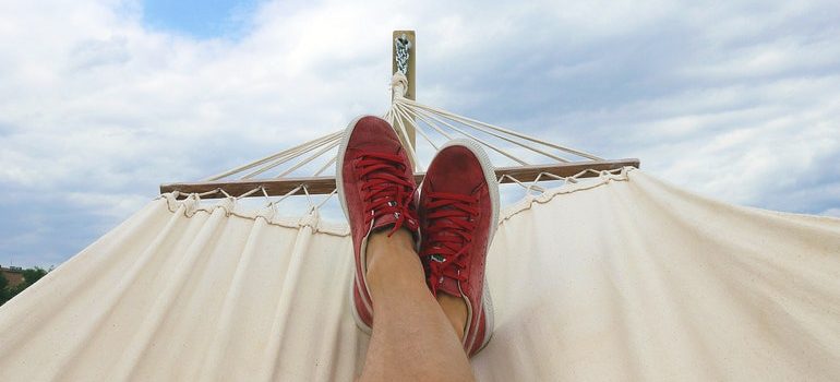 Person in a hammock.