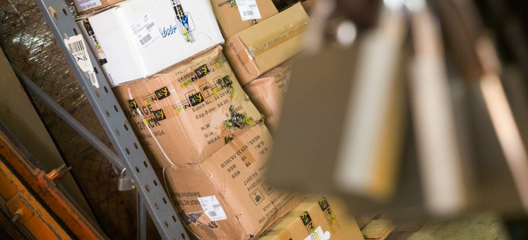 Stack of boxes in a warehouse