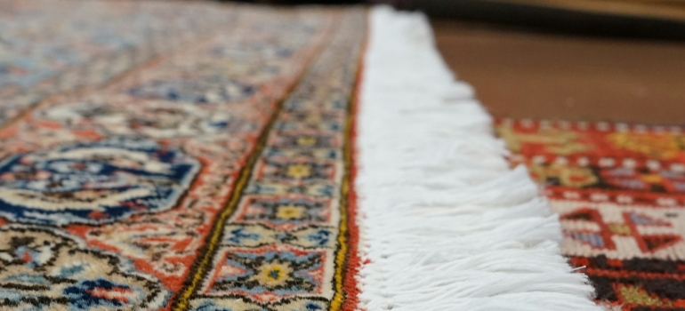 a close up of a rug on a floor