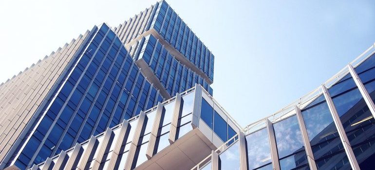 Commercial buildings.