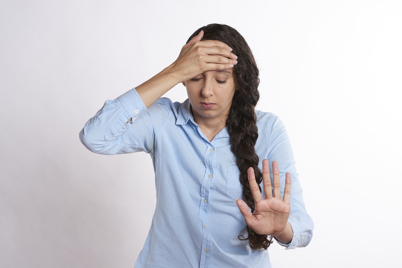 An upset woman.
