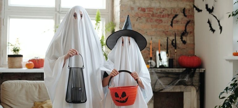 Kids in costumes.