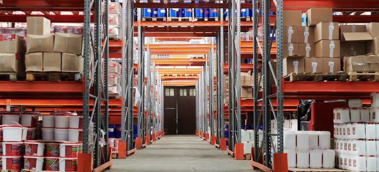 Warehouse full of boxes and goods.