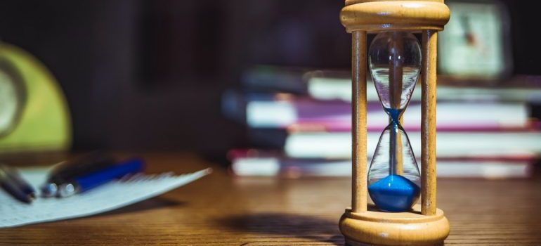 Hourglass on a table