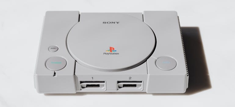 An old sony gaming console