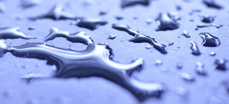 Water droplets on a surface.