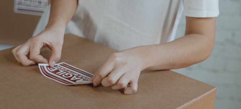 Female Employee putting