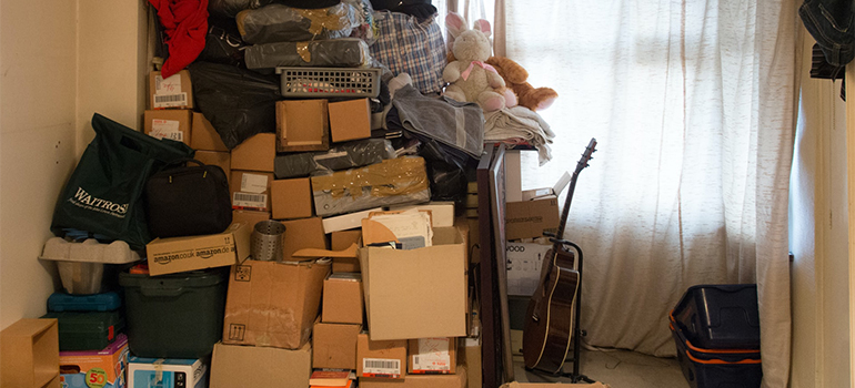 a pile of items and boxes