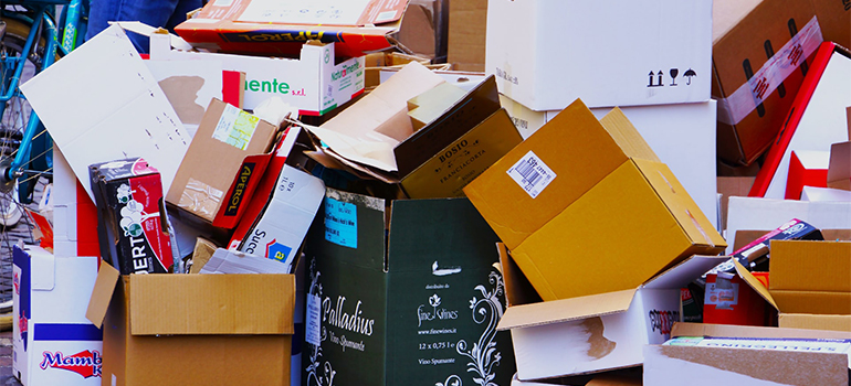 a pile of used boxes