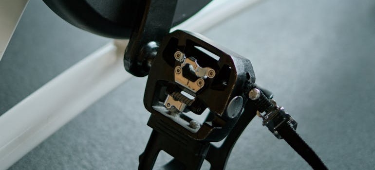 Close-up of an exercise bike