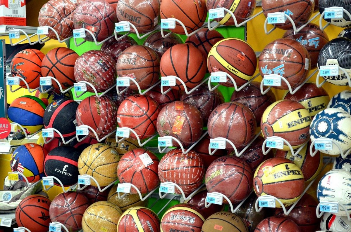 Basketballs in a sports store - why sporting goods stores need self storage