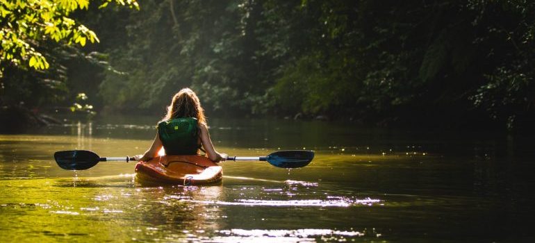 A woman on a kayak 