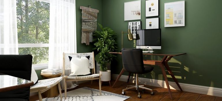 home office in a brightly lit room