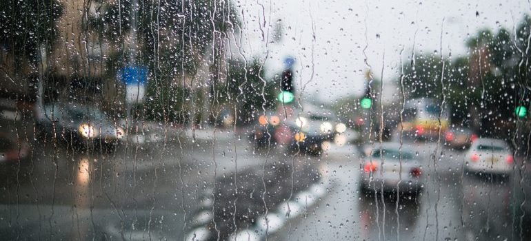 rainy day is not good for packing things in portable storage