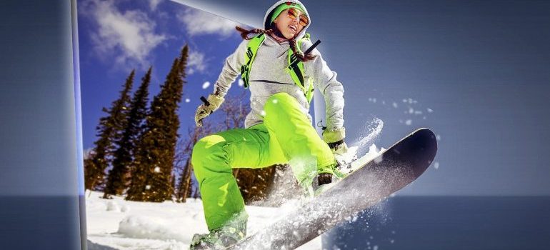 A person snowboarding 