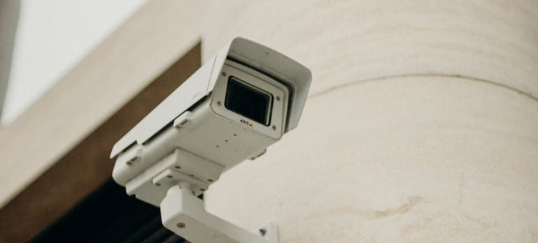 An image of a security camera at a portable storage facility.