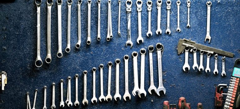 tools hanging neatly on the wall