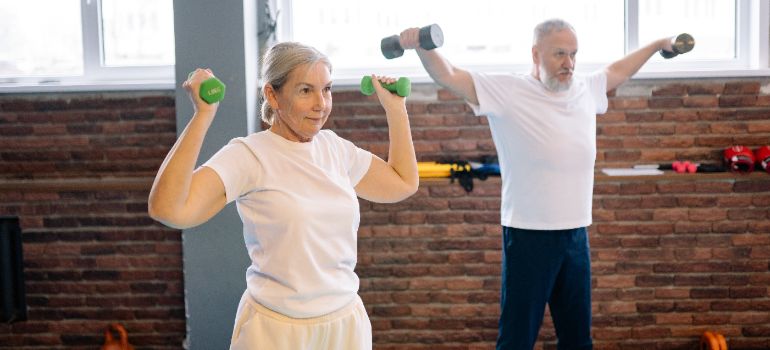 seniors using the benefits of self-storage to exercise