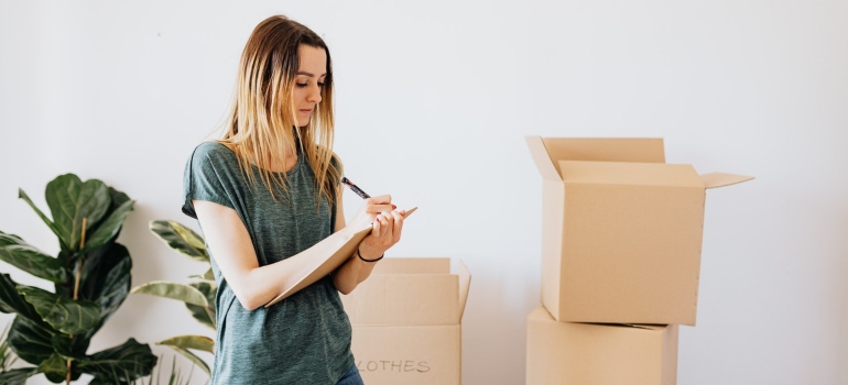 A woman making a packing plan