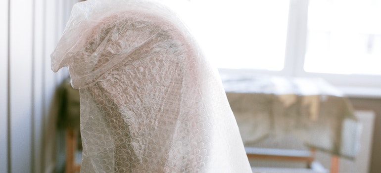 bubble wraped furniture