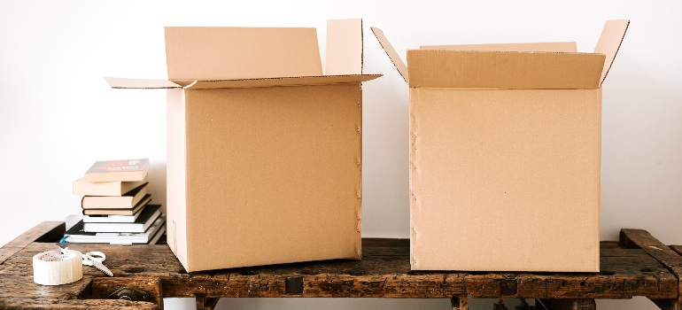 two boxes on a table