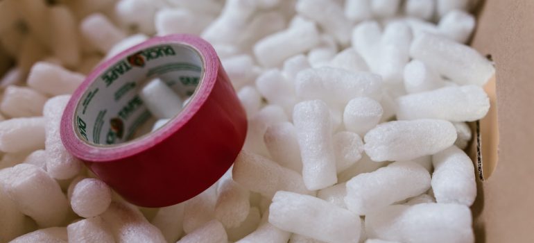 packing peanuts and packing tape