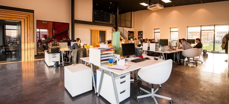 people working in an office