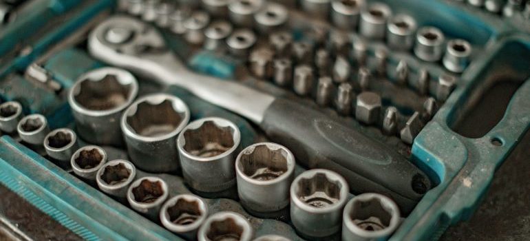 A toolbox with a set of tools