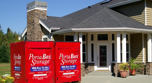 a portabox in front of a house