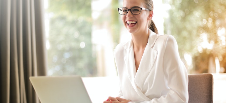 Businesswoman laughing