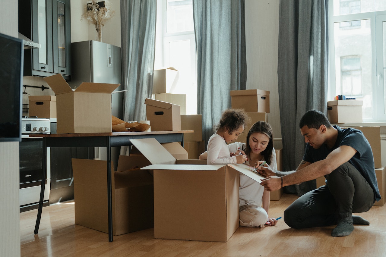a family packing for the move