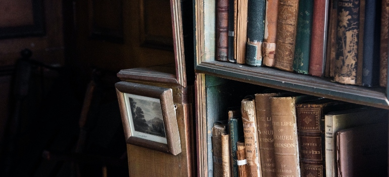 old books on the shelf