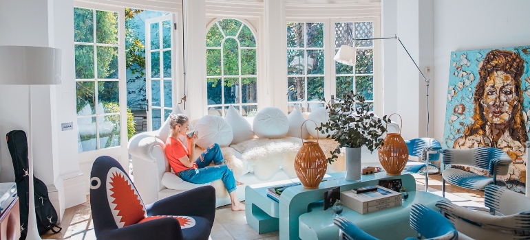 A cluttered home interior