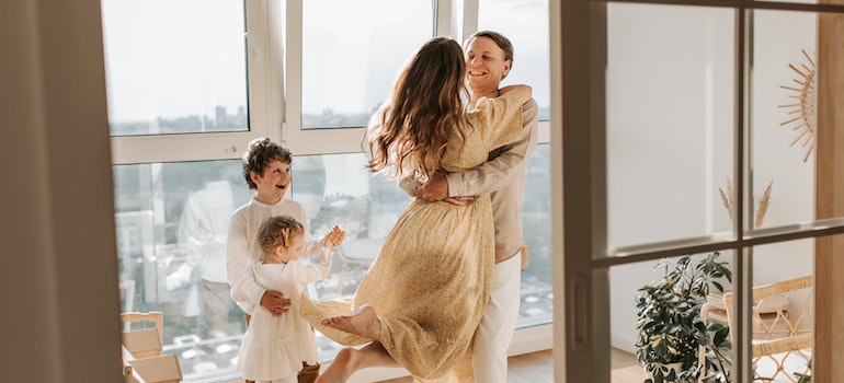 Happy affectionate family of four