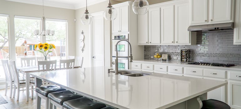 A kitchen and dining area staged for sale in Seattle's housing market