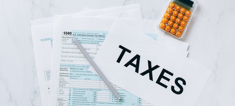 Tax documents on a table