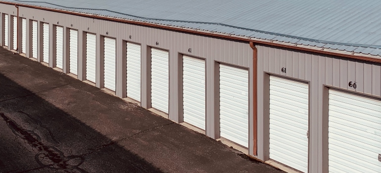 A row of self storage units