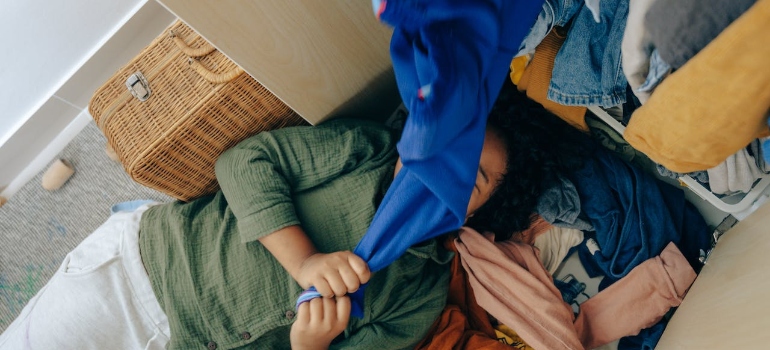 A woman covered with clothing