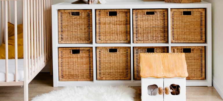 a cabinet with eight drawers