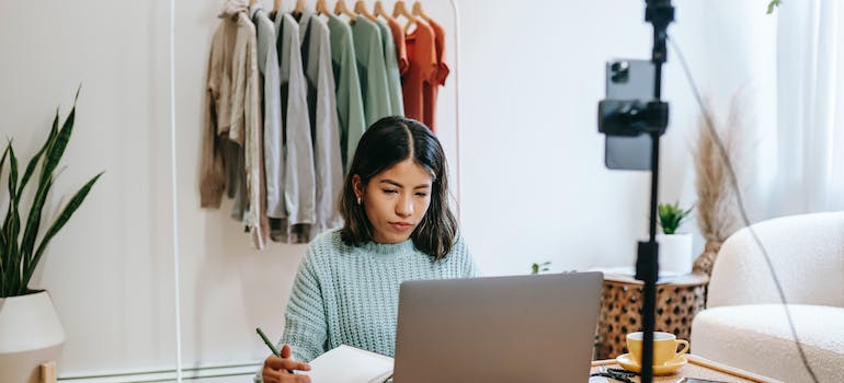 A woman in e-commerce business applying storage practices for home entrepreneurs