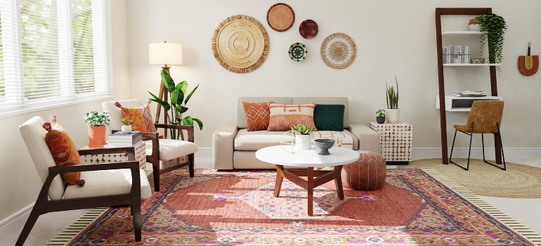 A white and brown living room after creating a home in Marysville