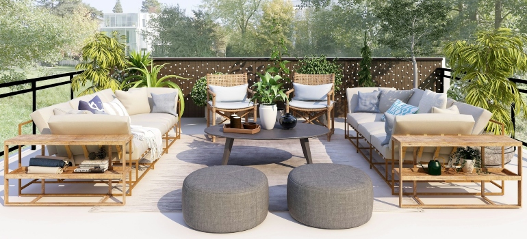 white and brown outdoor set