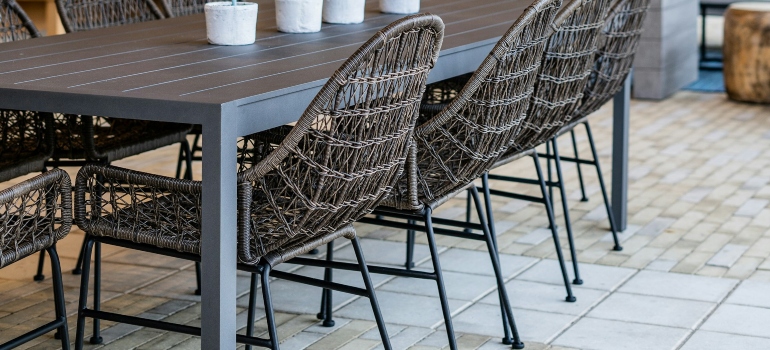 black metal table and chairs outdoor furniture set
