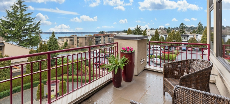A terrace of a condo in Kirkland WA