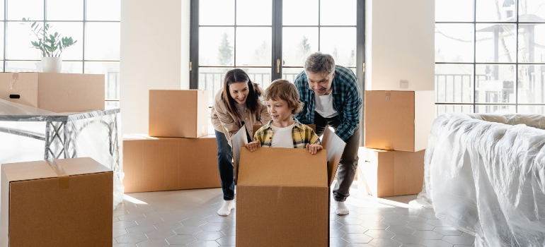 family playing and discussing the importance of decluttering