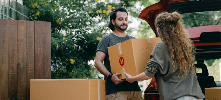 a couple moving